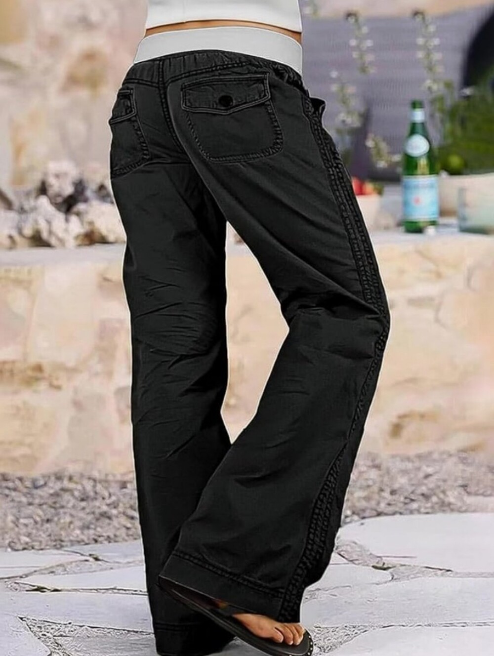 Flamingals Straight Leg Drawstring Midrise Casual Pants NWT Medium - Picture 2 of 8